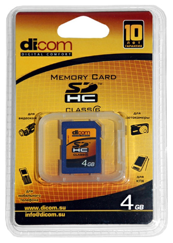 Карты памяти - Dicom SDHC 4 GB Class 6