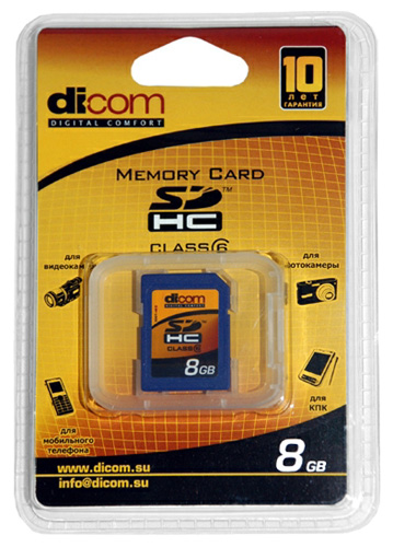 Карты памяти - Dicom SDHC 8 Gb Class 6