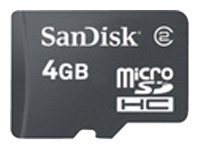 Карты памяти - Sandisk microSDHC Card 4GB Class 2