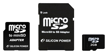 Карты памяти - Silicon Power microSD 2GB Dual Adaptor Pack