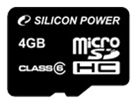 Карты памяти - Silicon Power microSDHC 4GB Class 6